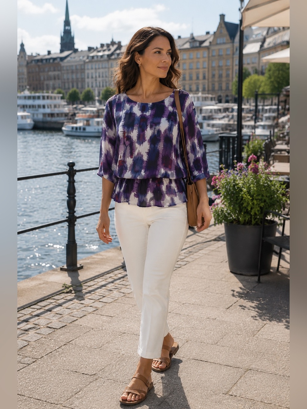 ๐ CHICO'S Purple Print Chiffon Blouson Top ๐ - Picture 11 of 11